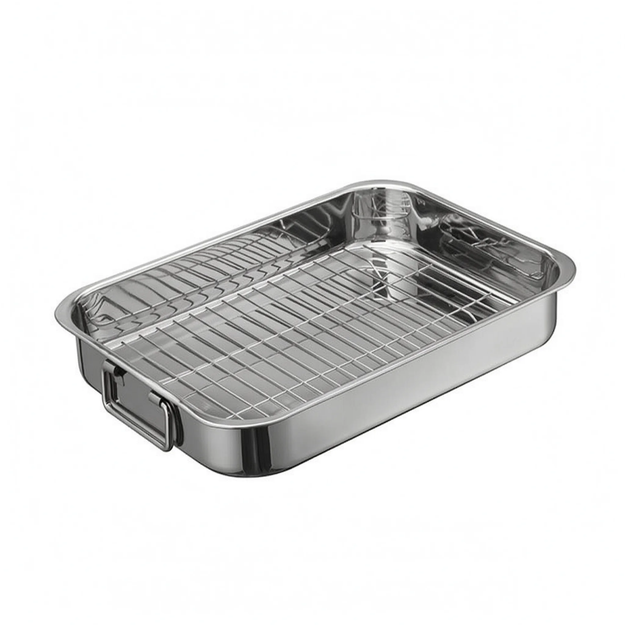 Stainless Steel Roasting Pan Square Baking Pan Turkey Roasting Grill Serving Tray Draining Tray