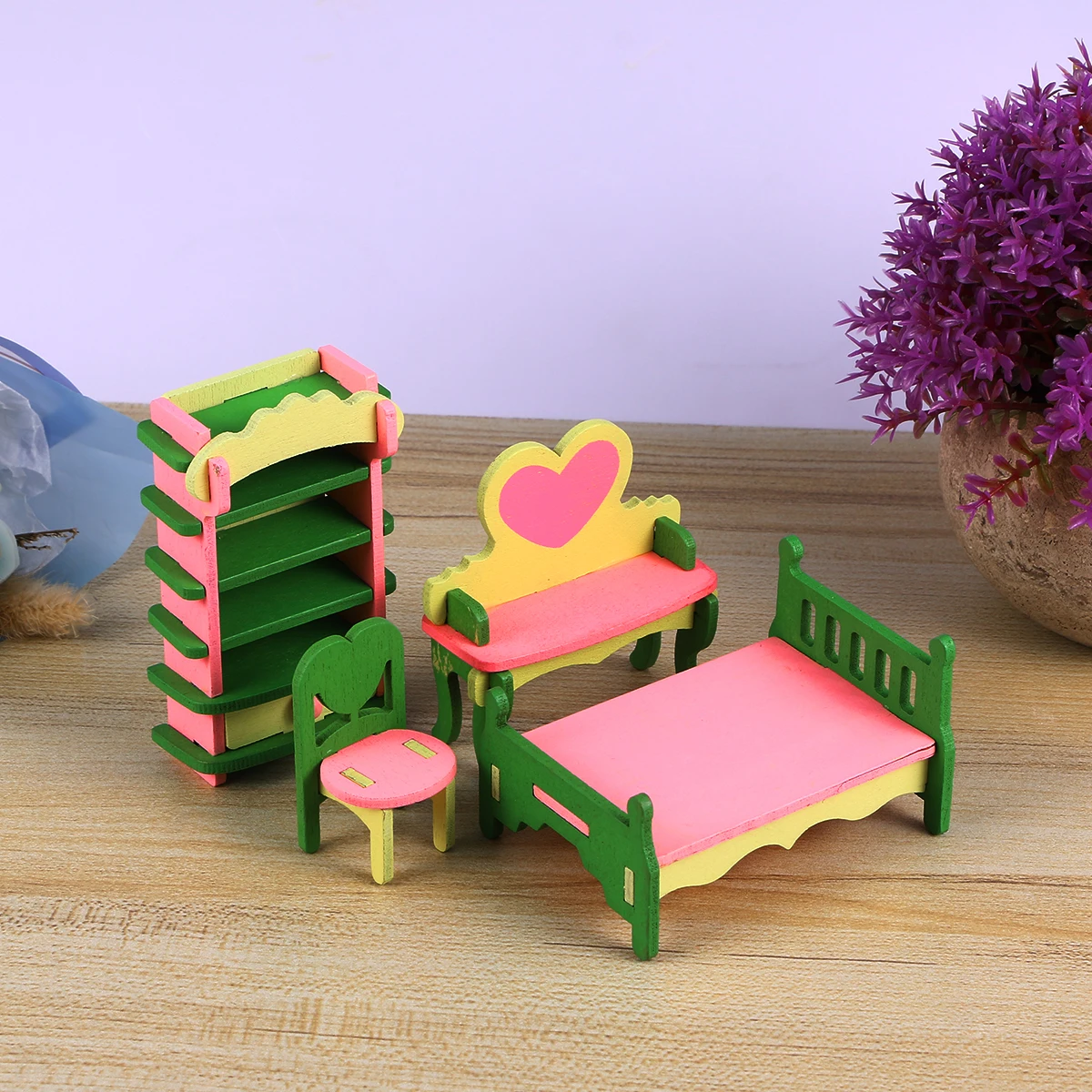 4 個ミニ家具木のおもちゃ教育運動能力 DIY 手作り子供