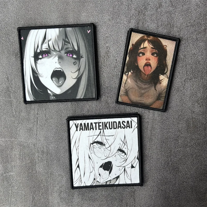 Anime Printed Patch on Clothes Girl Morale Badge Hook Loop Patches Backpack Stickers