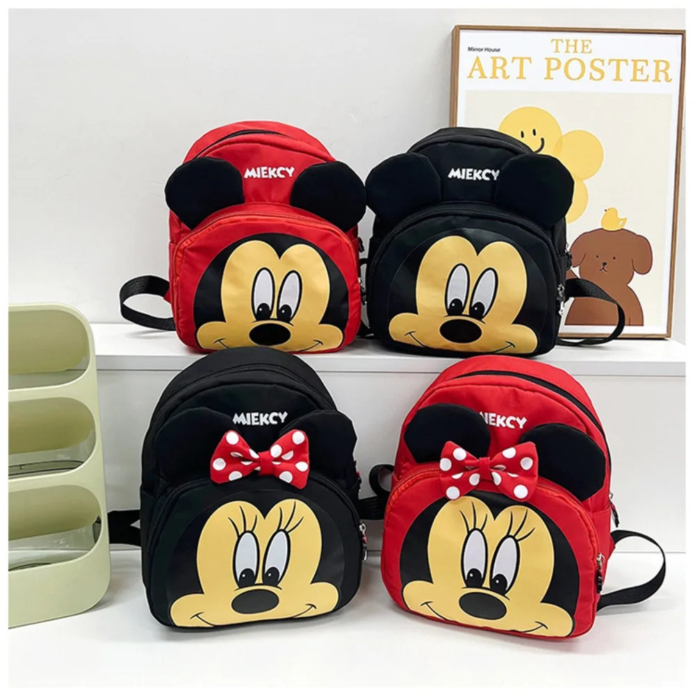 Disney-Cute Minnie Cartoon mochila para crianças, jardim de infância, tendência elegante, versátil, confortável, durável criança, presentes