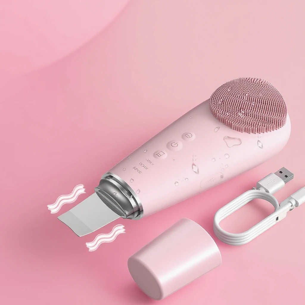 スマートライブラリー多機能2-in-1シリコン洗顔ブラシと超音波スパチュラディープクレンジング＆黒ずみ除去