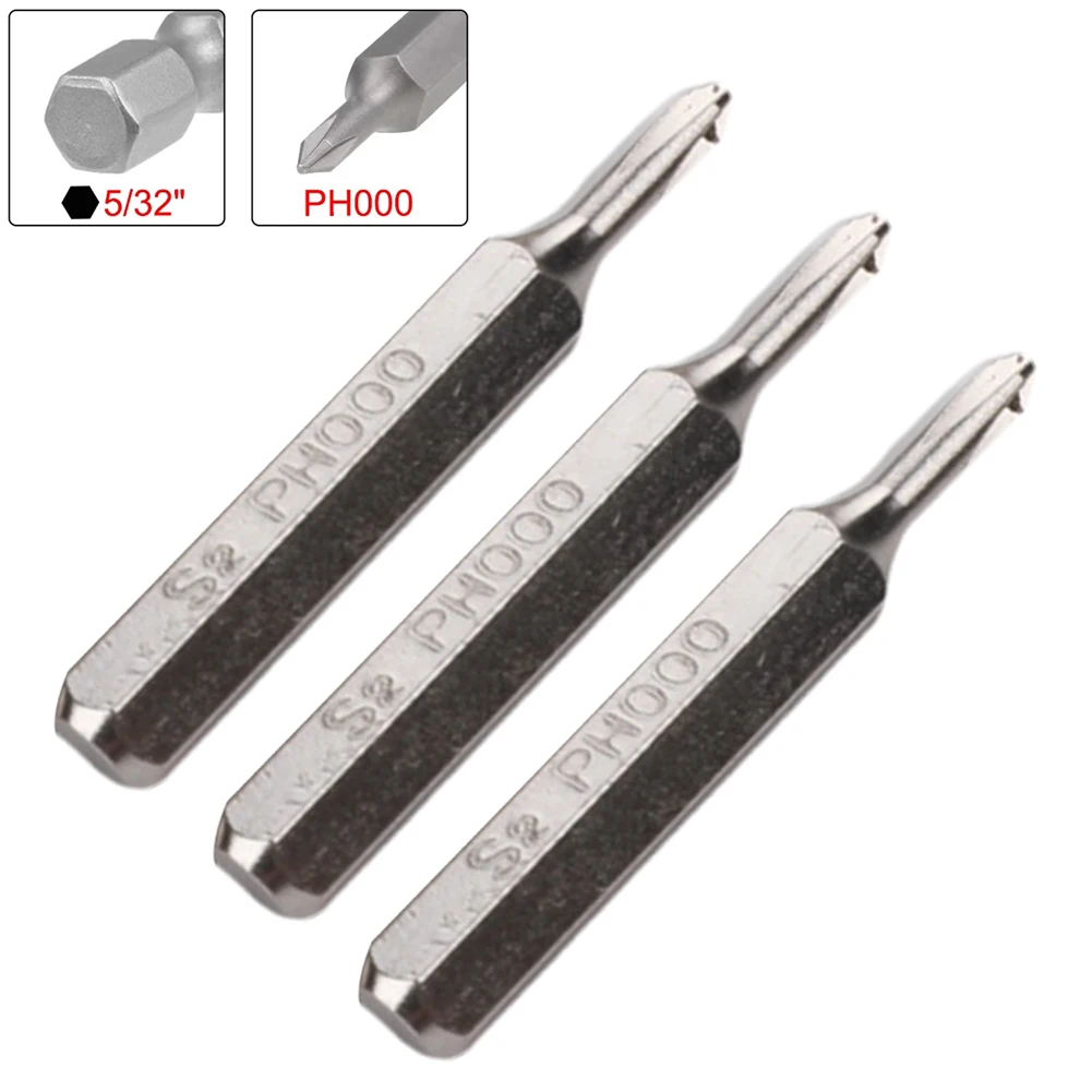 Cross Screwdriver Screwdriver Bits Sandblasted Chrome PH000 Silver Accessories For Power Tools Magnetic Bits 3 Pcs