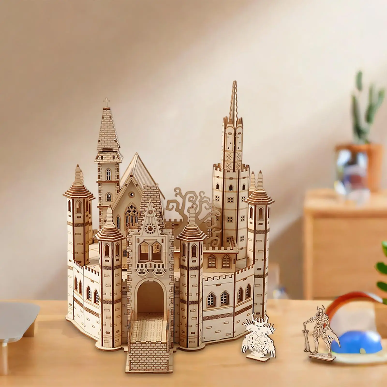 3D Wooden Castle Puzzle Craft Creative DIY Project for Adults Kids Gift