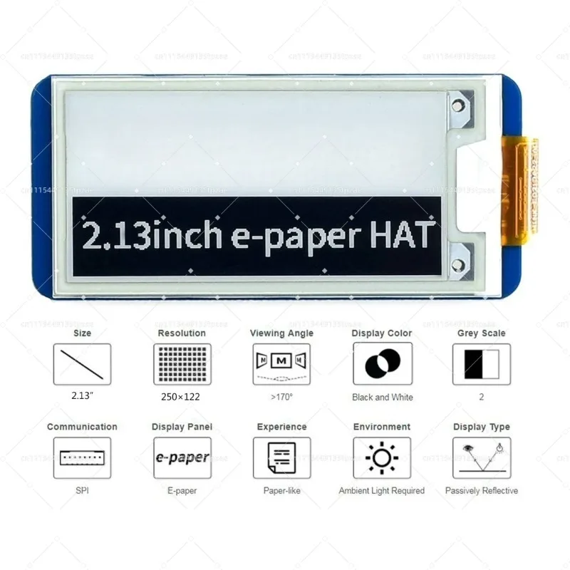 2.13 Inch Black White Two-Color E-Ink HAT Screen 250×122 Pixels E-Paper Display For Single Board Computer Accessories