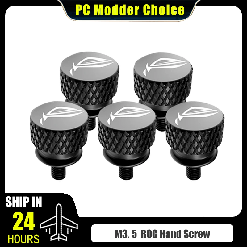 M3.5 Computer Case Screw ROG Logo Hand Tighten Step Thumb Knurled Aluminum CNC PC Beautify MOD Part 9 Colors Optional,5Pcs