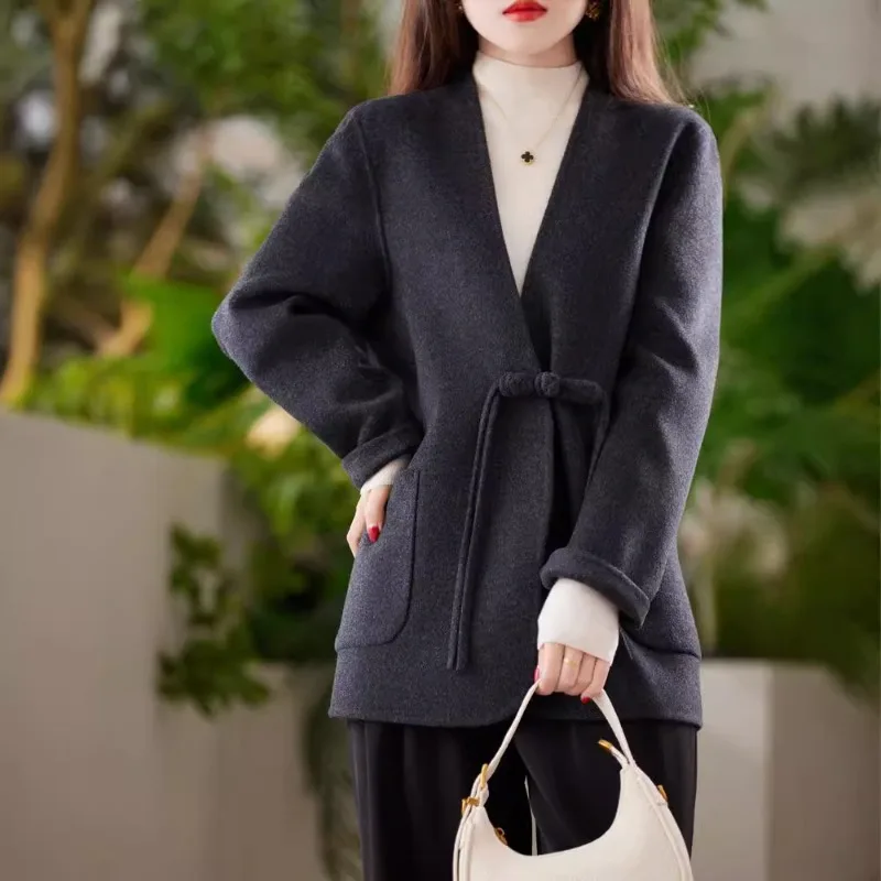 

2026 autumn and winter new cashmere coat women's single breasted fashionable slim fit pure wool high-end coat