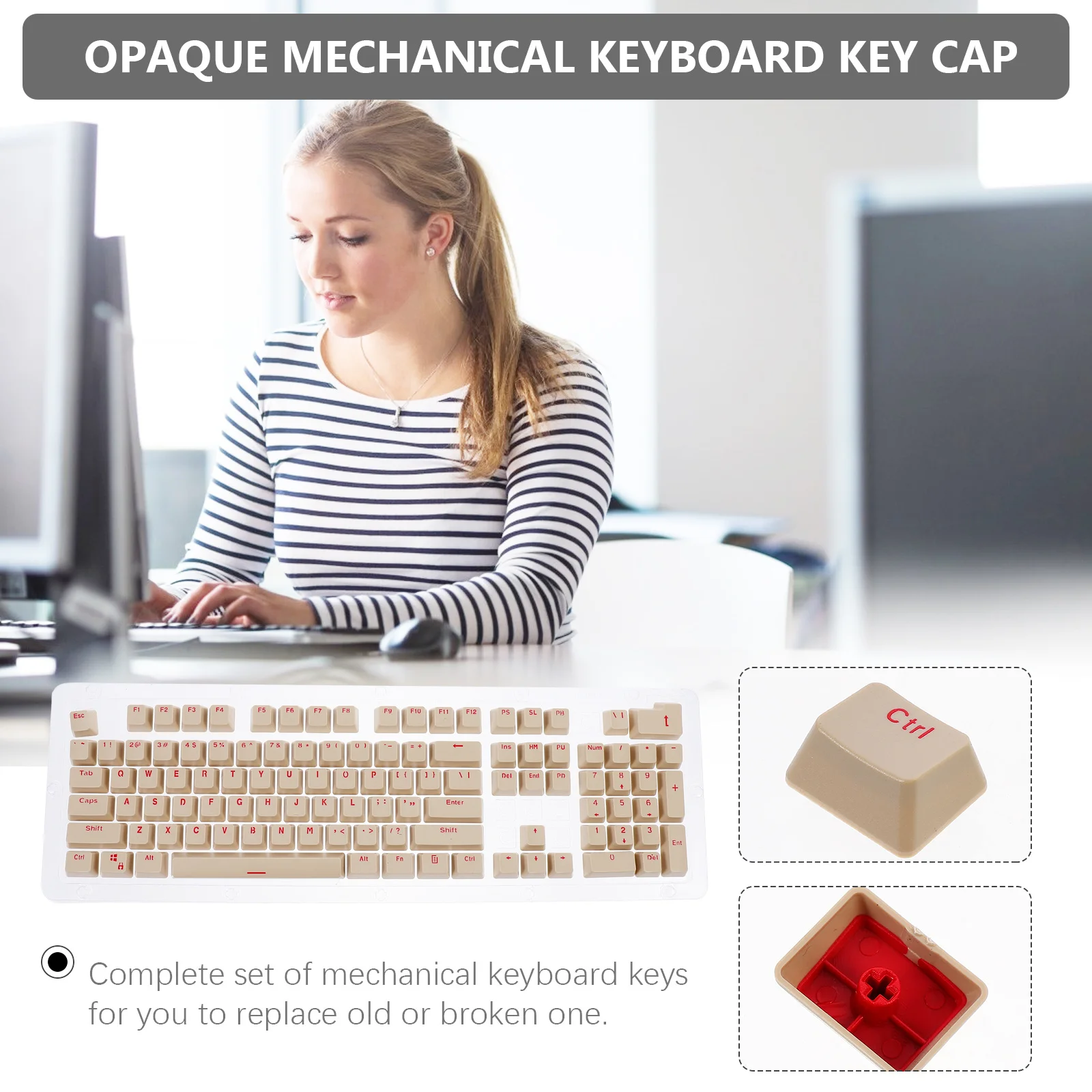 

1Set Mechanical Keyboard Keycaps Dual Color Design Replacement Keys 104-Key Set Durable ABS Material Computer Keyboard Accessory