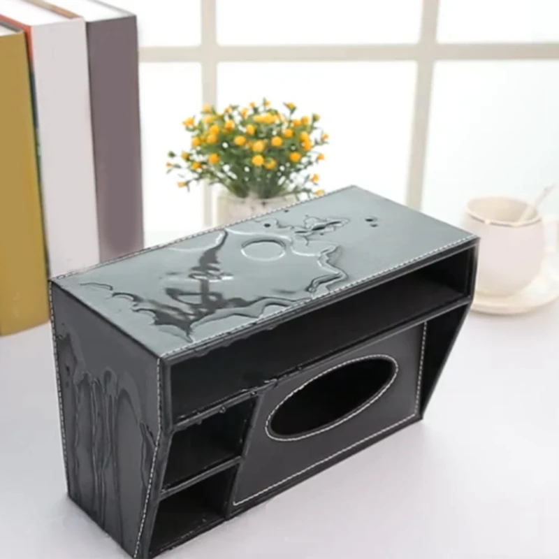 Tissue Box Cover Remote Control Holder Tissue Box Holder  Stationery Box Covers Leather Box Cover For Home 1 PCS