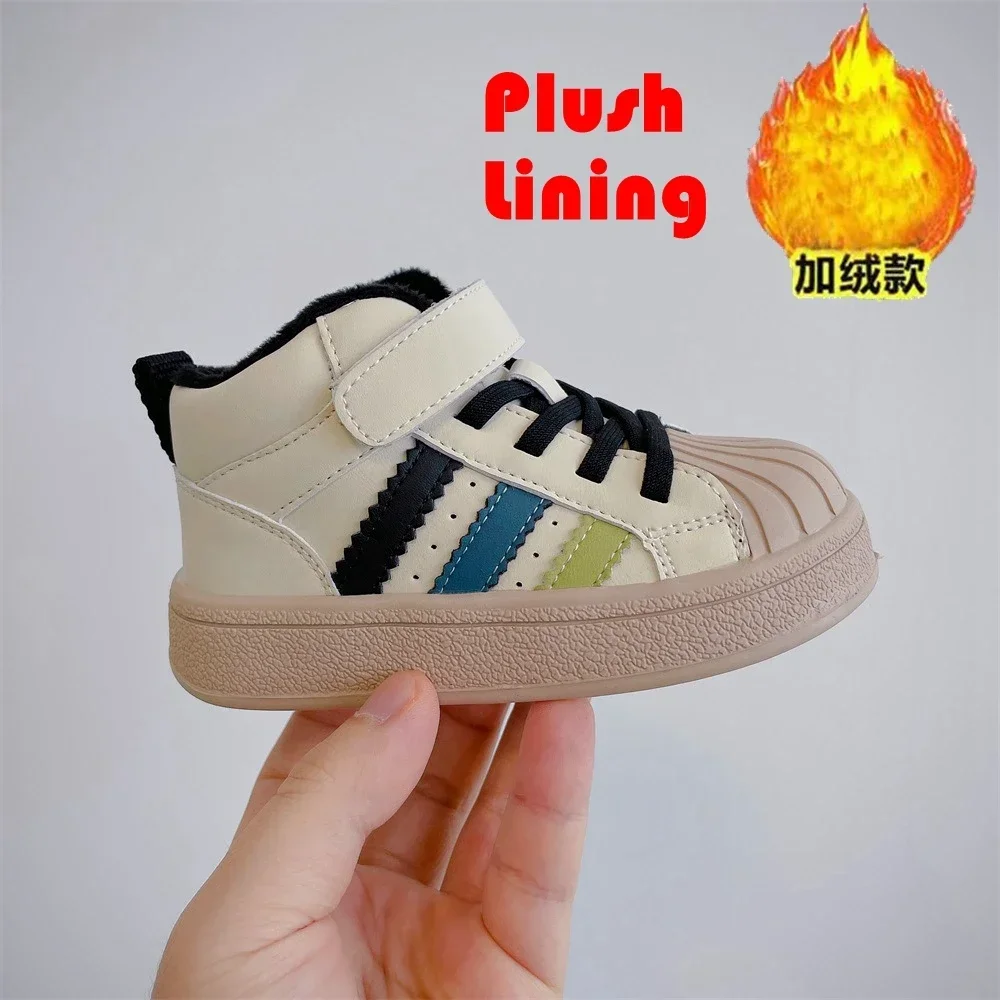 Winter New Children's Shoes Boys Soft-soled Comfortable Sports Casual Shoes Girls Thickened Warm Shell Toe Sneakers