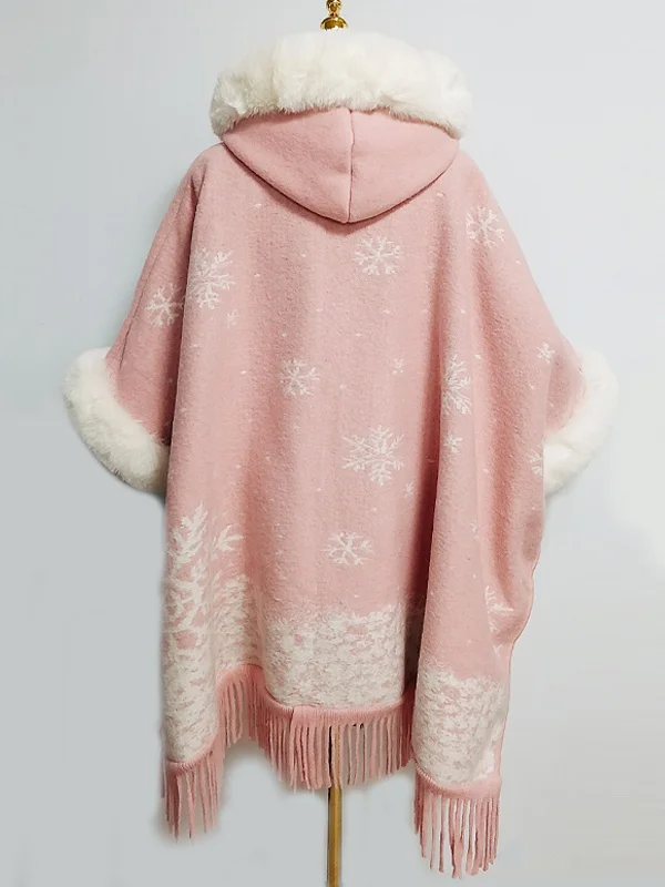 เสื้อโค้ทผู้หญิงสีแดงแบบยาวคลุมข้อเท้า ดีไซน์หรูหรา สีสันสดใส เหมาะสำหรับงานเทศกาล แต่งระบายหลายชั้น จับจีบ ระบายอากาศได้ดี ทรงสวยสง่า