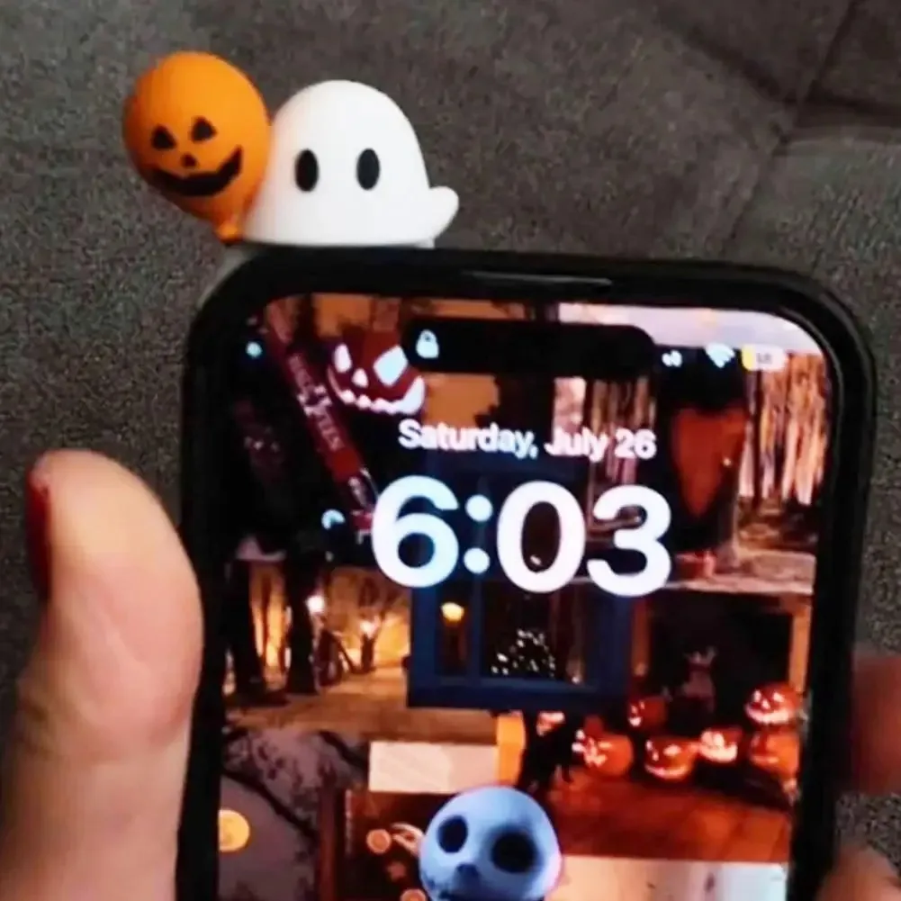 هالوين شبح الهاتف الأصدقاء شبح صغير أرقام لاصق ملحقات الهاتف لطيف عصا على شبح الهاتف توبر لديكور الهاتف الذكي