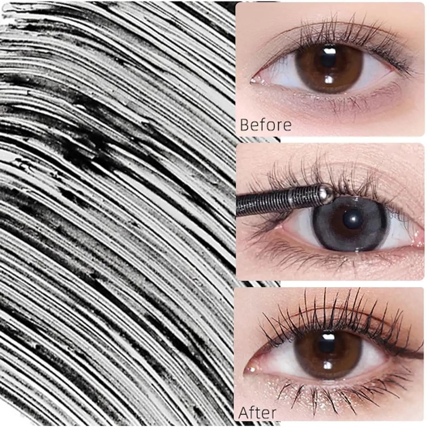 4D Fiber impermeável cílios Mascara, escova preta, volume extra, prova de água, alongamento, cílios máscara, maquiagem, sexy, fêmea, Eye Lash produto