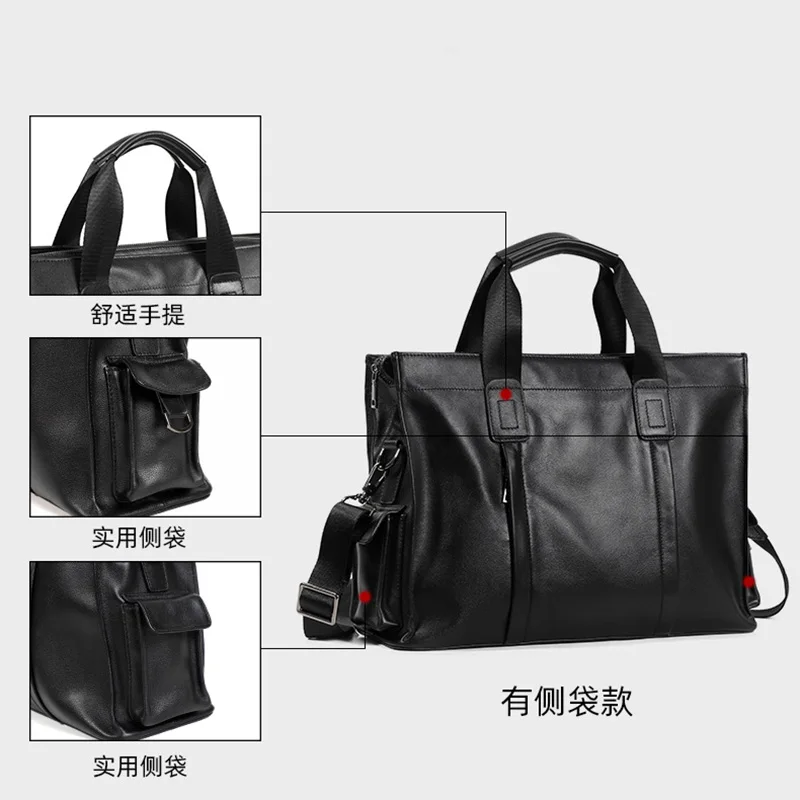 NZPJ Business Leder herren Handtasche Top Schicht Rindsleder Aktentasche Casual Schulter Messenger Tasche Geeignet für 14 Zoll Laptop – Detail 15