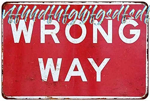 Pozino Vintage Metal Sign Wrong Way Cute Tin Sign Home Cafe Bedroom Wall Decoration Easter Mother's Day Best Gifts for Frie sign