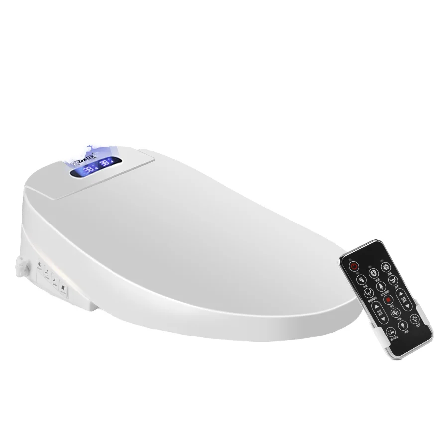 Wysokiej jakości inteligentne sedesy z funkcją toalety, do domu, wykonane z trwałego tworzywa sztucznego, o wydłużonym kształcie.