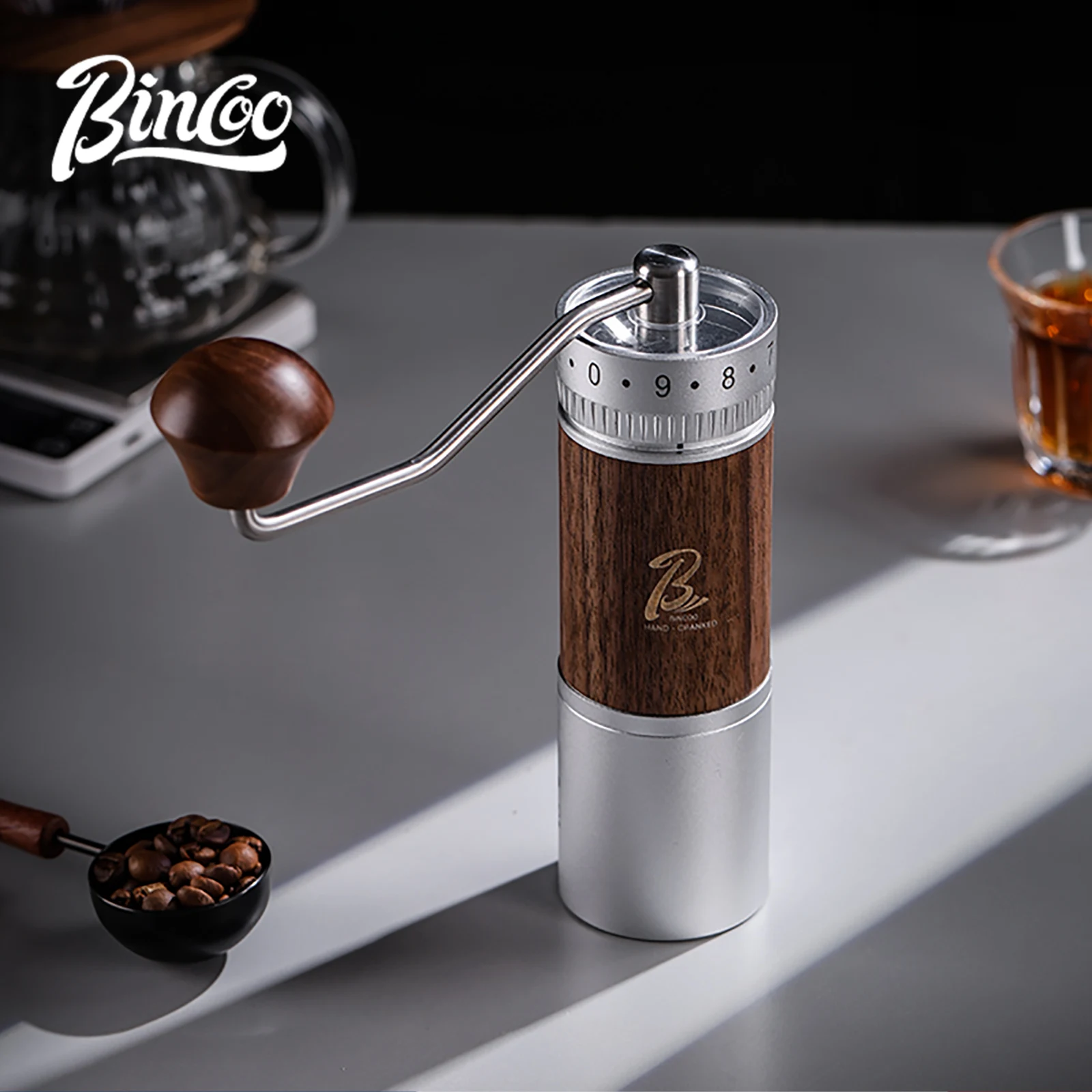 

Bincoo Adjustable Manual Coffee Grinder Premium Metal Burr Mill Hand Crank Espresso Drip Portable for Travel Camping Home Use