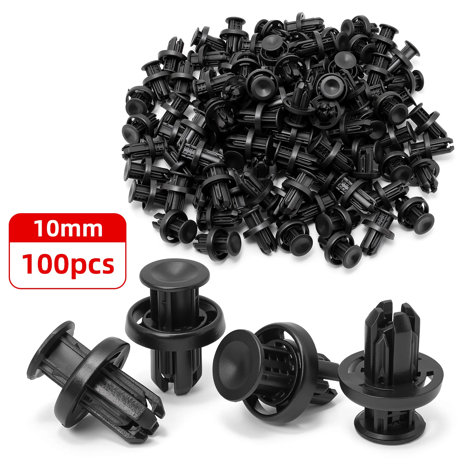 10mm Auto Bumper Fastener ABS Plastic Rivet Retainer Car Push Cover Fender Expansion Rivet Nut Buckle Clip Rivet Fastener 100Pcs