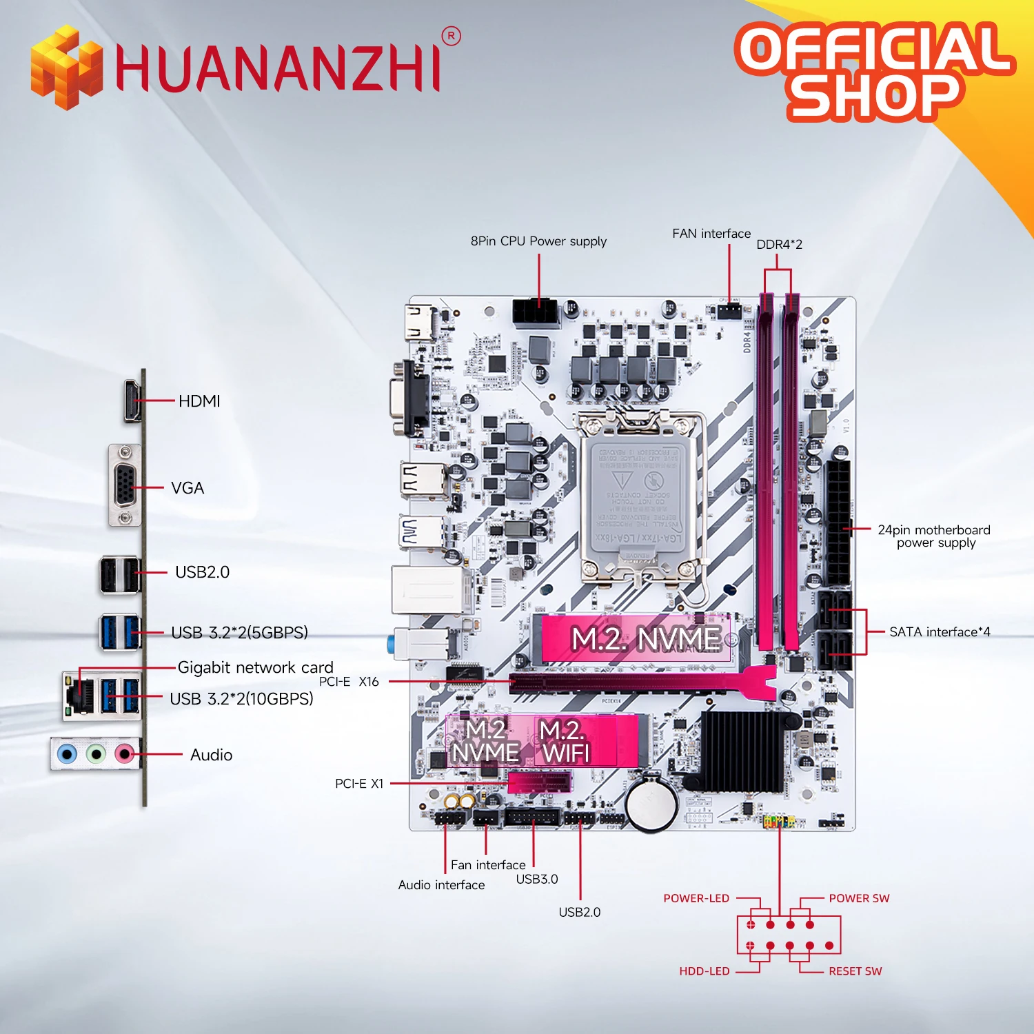 Placa base HUANANZHI B760M VH-B M-ATX DDR4 compatible con 12 13 Gen B760 Intel LGA 1700 CPU 12100F 12400F 12490F 12600F 12700F 13600F