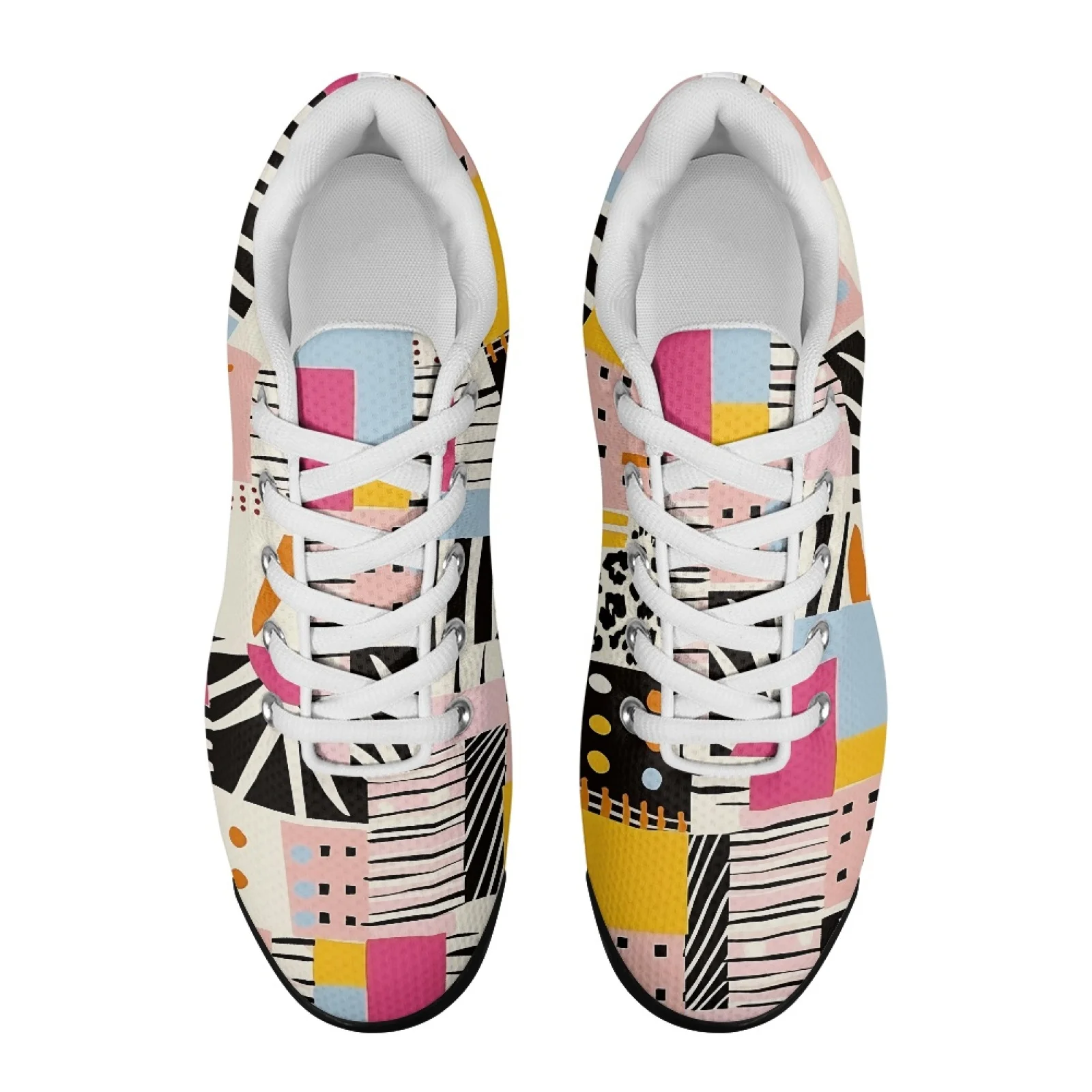 XIXIRIMIDO Air-Cushioned Sneakers Women's Running Shoes Men's Commuter Shoes Lightweight Breathable Comfort Abstract Geometry