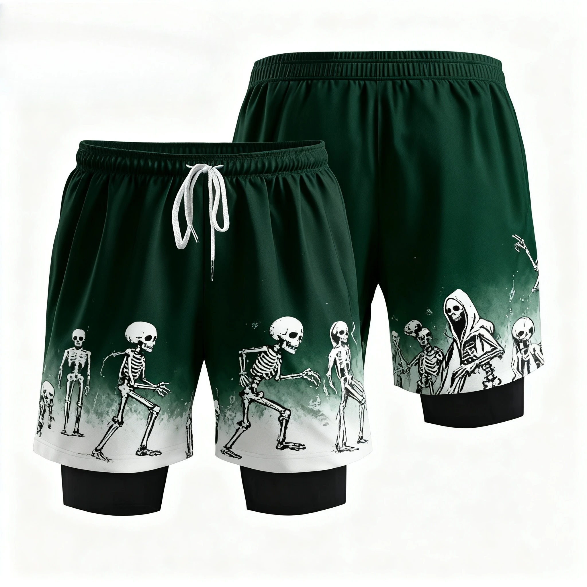 

2-в-1 мужские шорты для бега для фитнеса, спорта на открытом воздухе, быстросохнущие дышащие велосипедные шорты, уличные хип-хоп, баскетбол