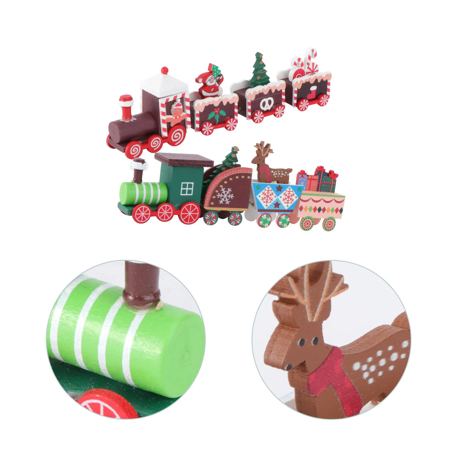 

2pcs Mini Set Christmas Train For Kids Desktop Home Christmas Wooden Decor Shelf Display Xmas Wooden Train Gift