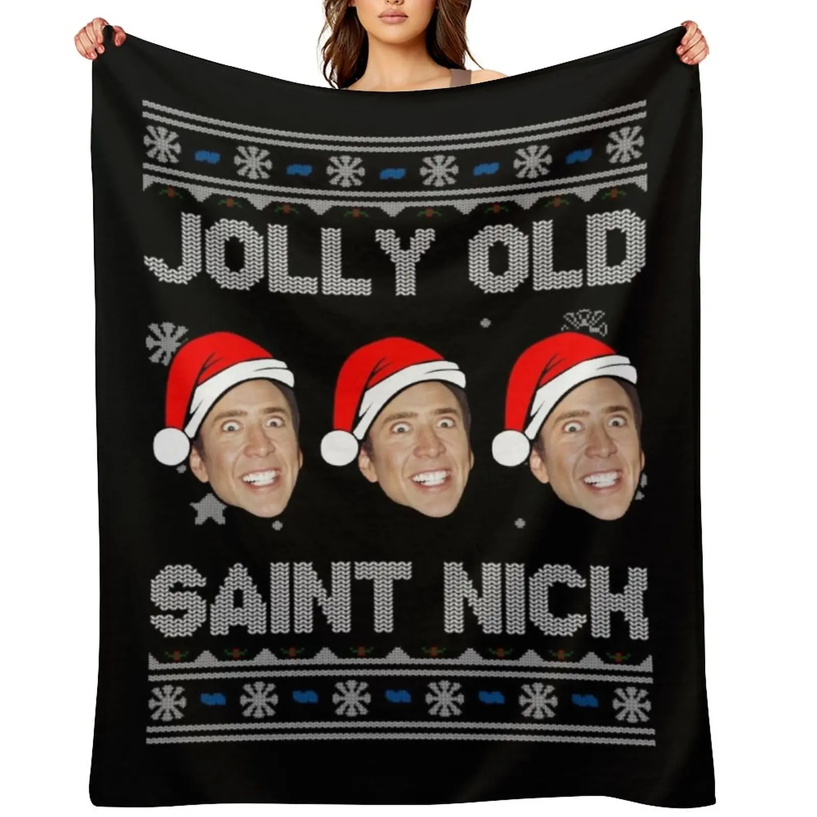 Jolly Old Saint Nick Nicolas Cage Christmas Throw Blanket Comforter Flannel Travel Loose sofa bed Summer Beddings Blankets