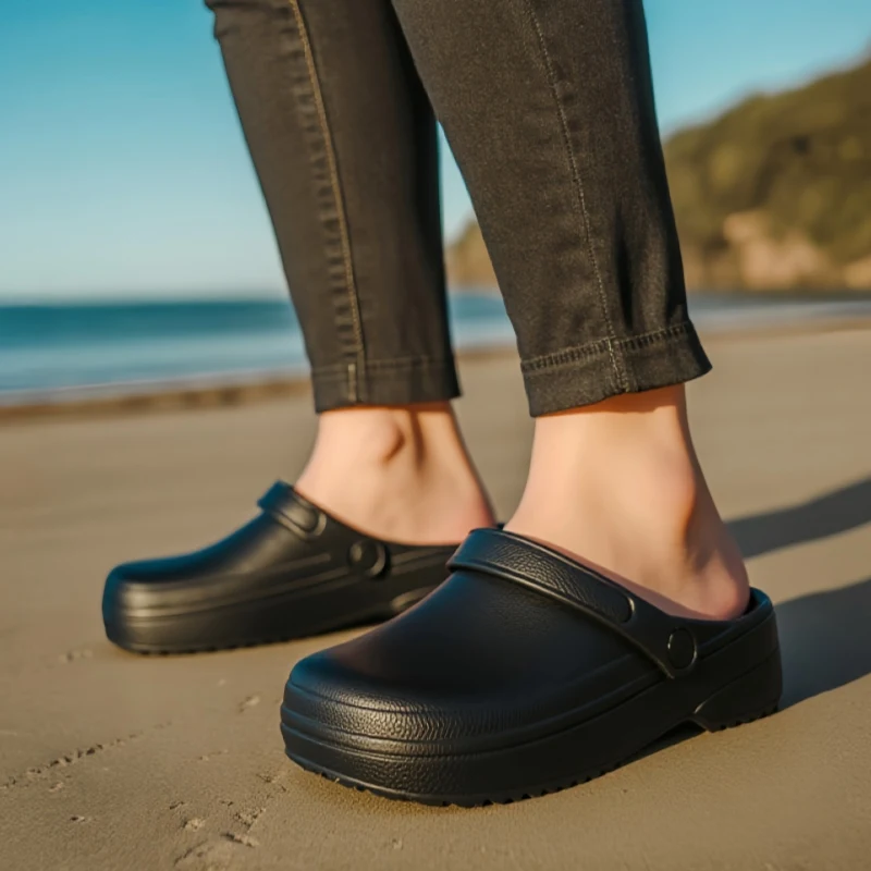 Herrensandalen mit eingebauten Einlegesohlen, bequeme, leichte, wasserdichte Kochschuhe, Damen-Krankenschwester-Schuhe, Gartenpantoffeln – Detail 7