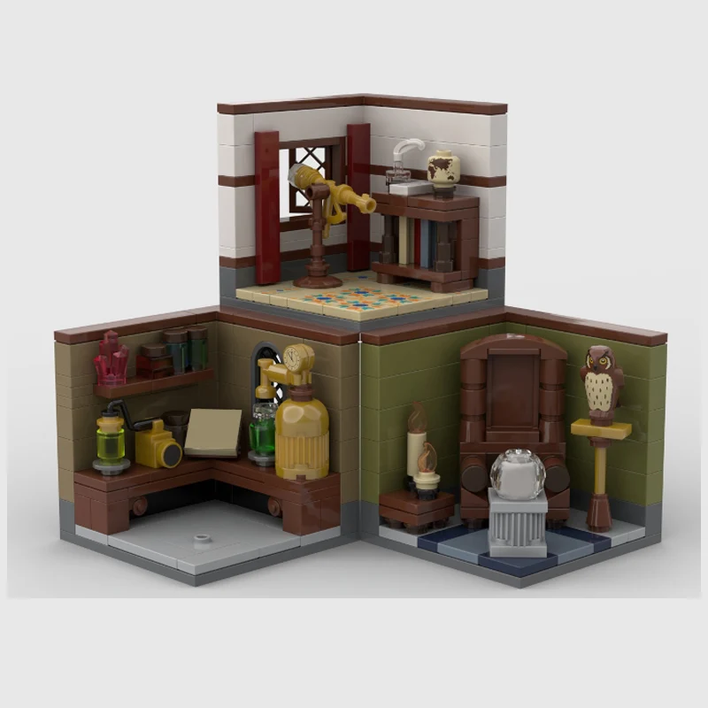 Medieval Castle Model MOC Building Bricks Tri-Fold Open Room Modular Technology Gifts Holiday Assemble Children Toys Suit