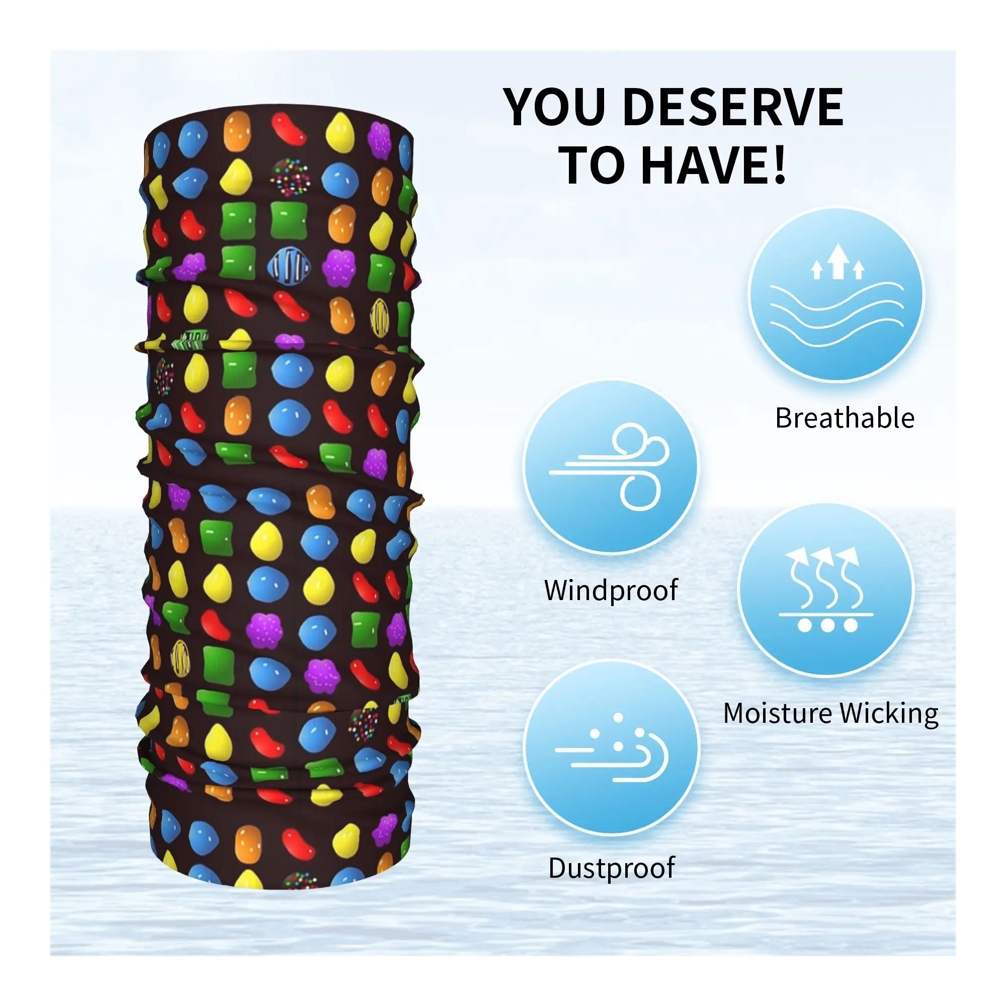 جديد كاندي كراش ساجا باندانا غطاء الرقبة المطبوعة التفاف وشاح متعدد الوظائف أغطية الرأس ركوب للجنسين الكبار تنفس