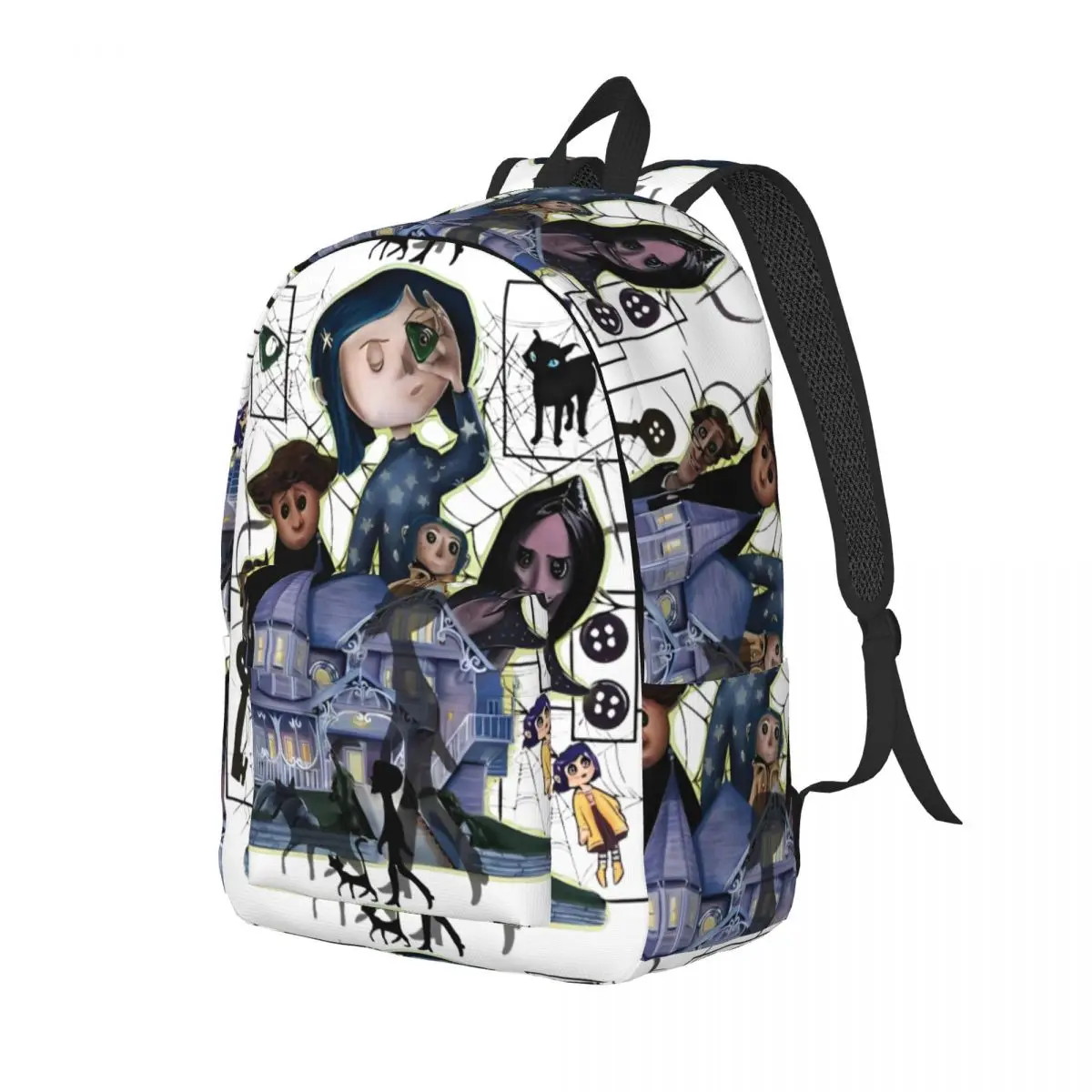 Coralines Dreaming Movie Teenage Backpack Sports Student Work Fantasy Horror Daypack for Men Women College Canvas Bags