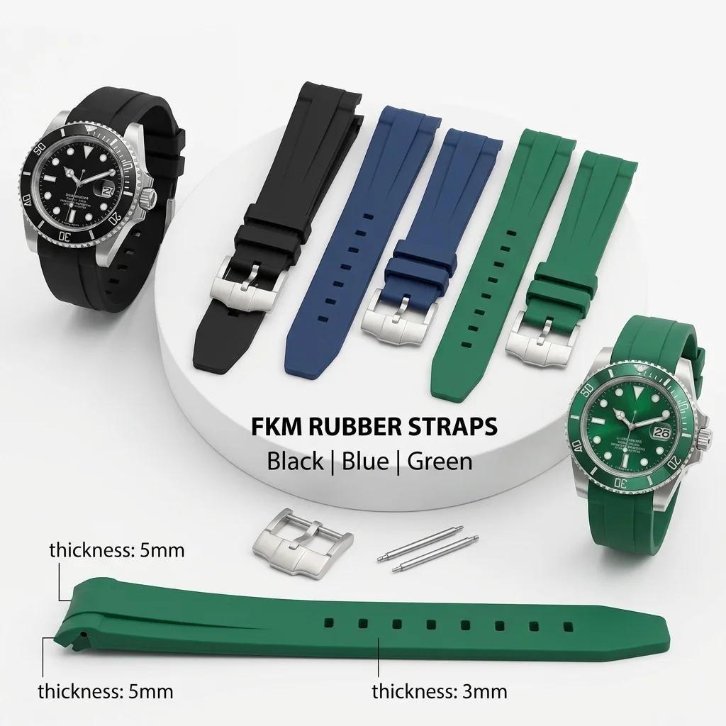 Rubber Watch Strap 20mm Curved - Rubber Strap Diver 评论和价格