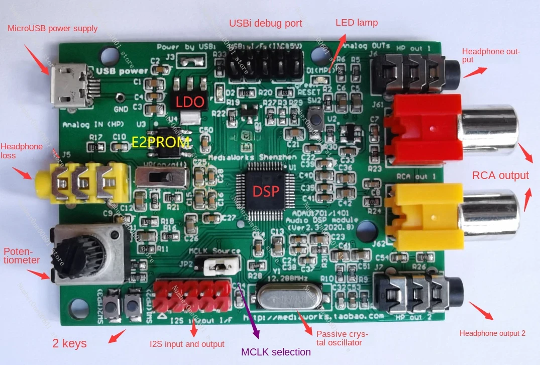 

For ADAU1701 DSP tuning module (supports Bluetooth I2S input)