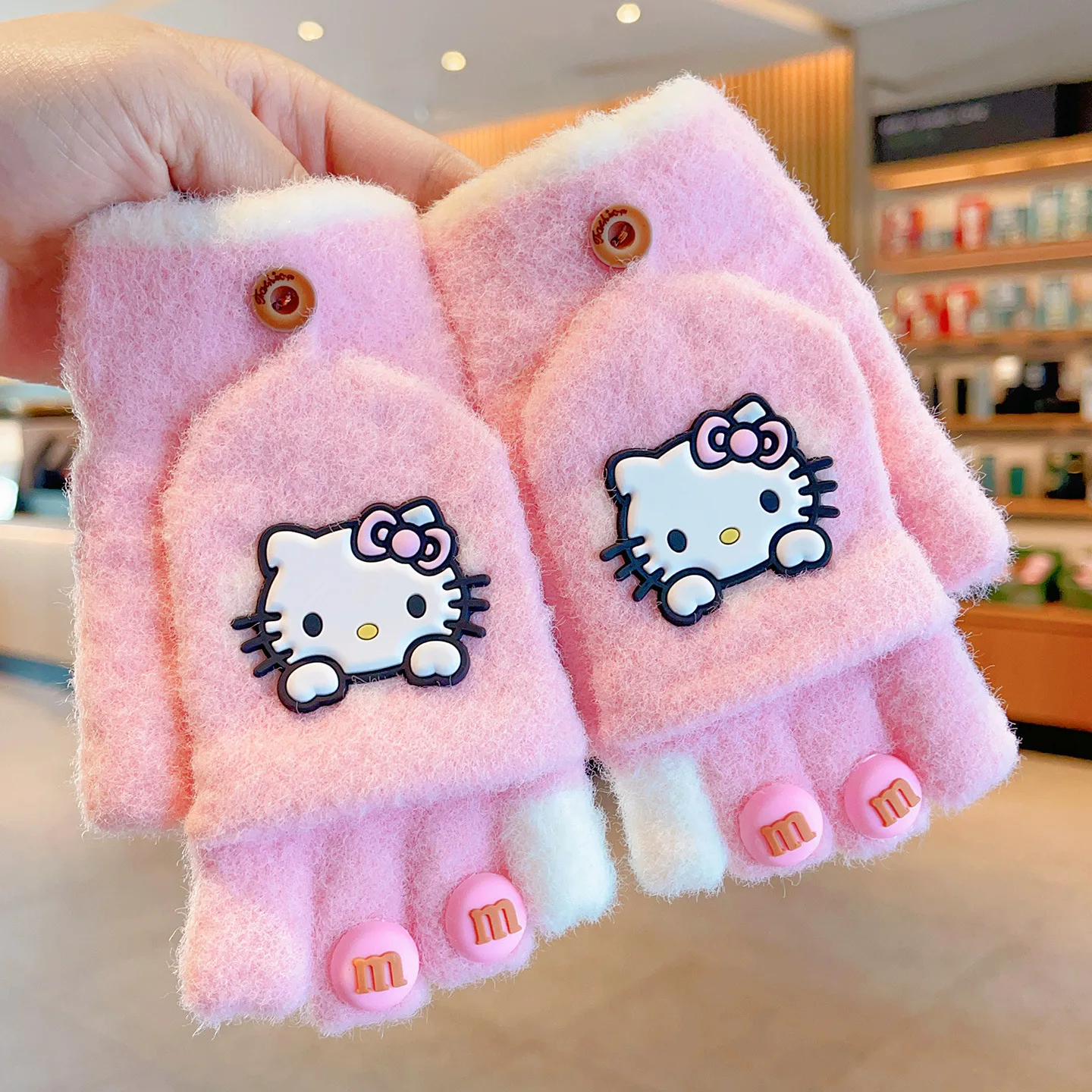 

New flip-up gloves - thickened for autumn and winter, half-fingered, windproof and warm, five-fingered gloves