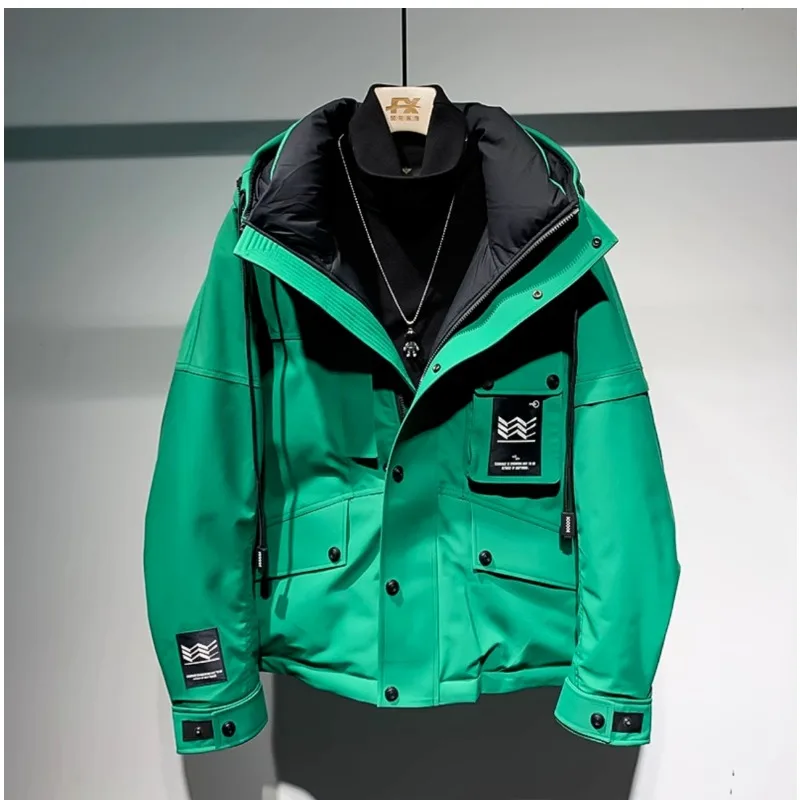 Luxury Winter Men Clothing Hooded Parkas Warm Windproof Coat Cotton-padded Jacket Thick Zip Multi-pocket Outerwear Puffer Jacket