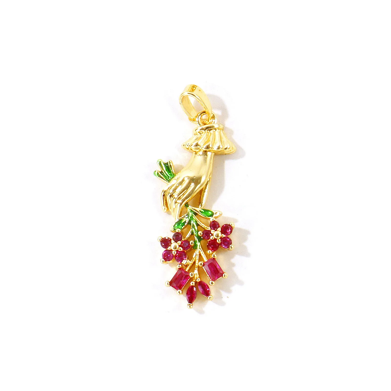 2 Stück Mehrfarbige Blumen-Anhänger aus emailliertem, 18K vergoldetem Messing für DIY-Halsketten, Armbänder, Schmuckherstellung, Großhandel – Detail 8