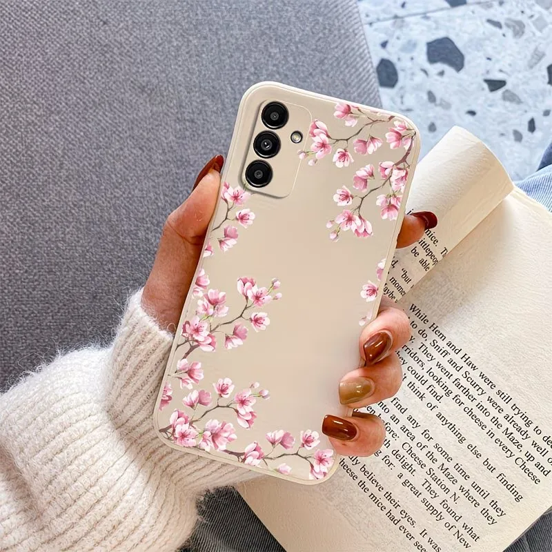 Pink Cherry Blossom Branch Print Phone Case For Samsung Galaxy A73 A72 A71 A70 A56 A55 A54 A53 A52 A51 Soft Silicone Back Cover view 3