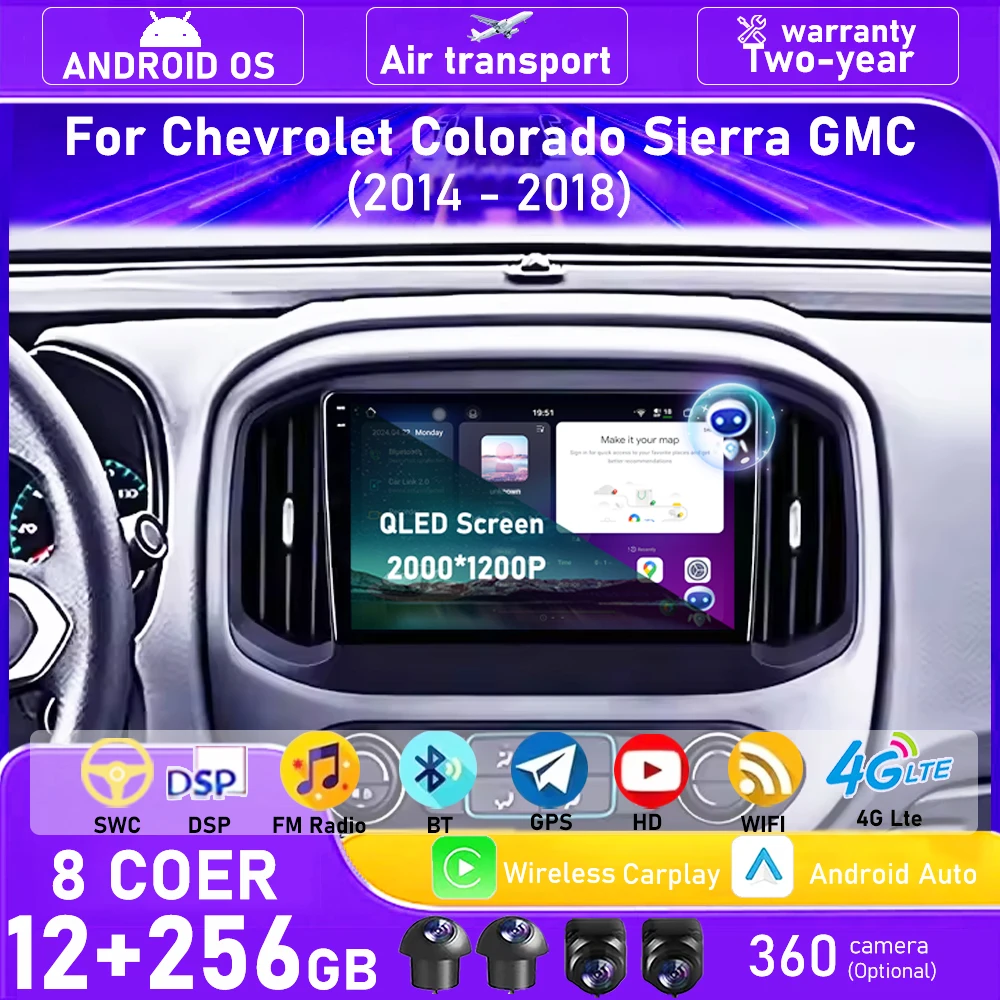 

9 Inch For Chevrolet Colorado Sierra GMC 2014 - 2018 Android 16 Auto Car Radio Multimedia Video Player GPS Navigation Carplay BT