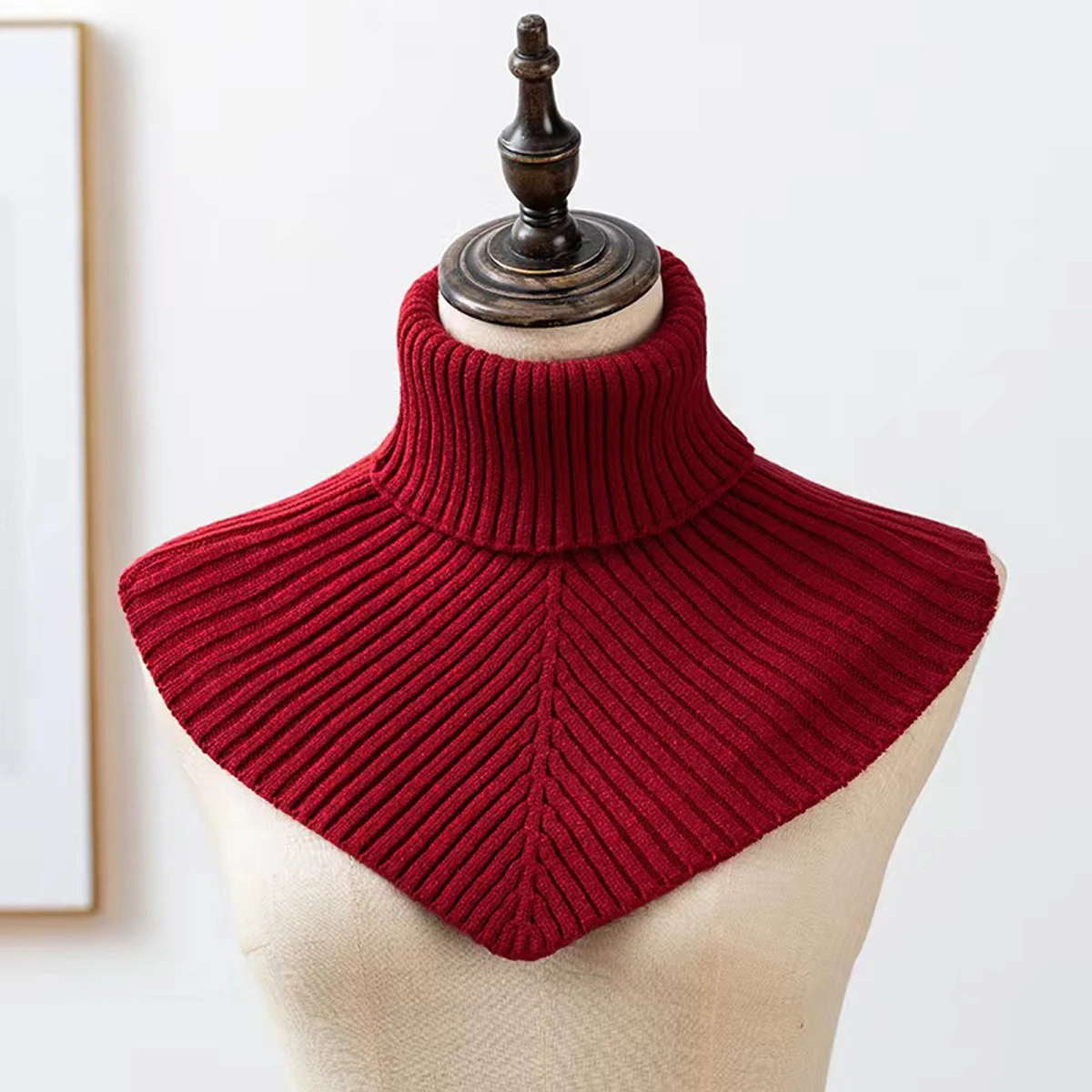 Women New Detachable Knitted Thick Fake Collar Neck Warmer in Winter Outdoor Cover Neck Shoulder Solid Color Muffler