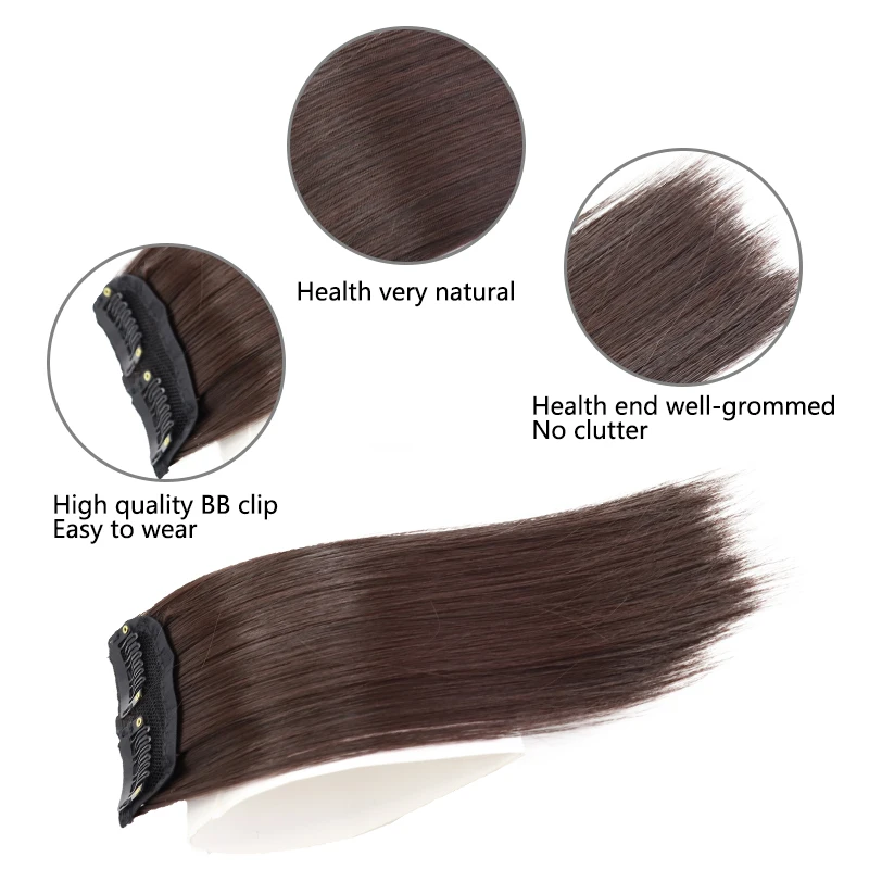 AZQUEEN-almohadillas sintéticas para el cabello, extensiones de cabello Natural Invisible, con Clip de 20/30CM, para adelgazamiento