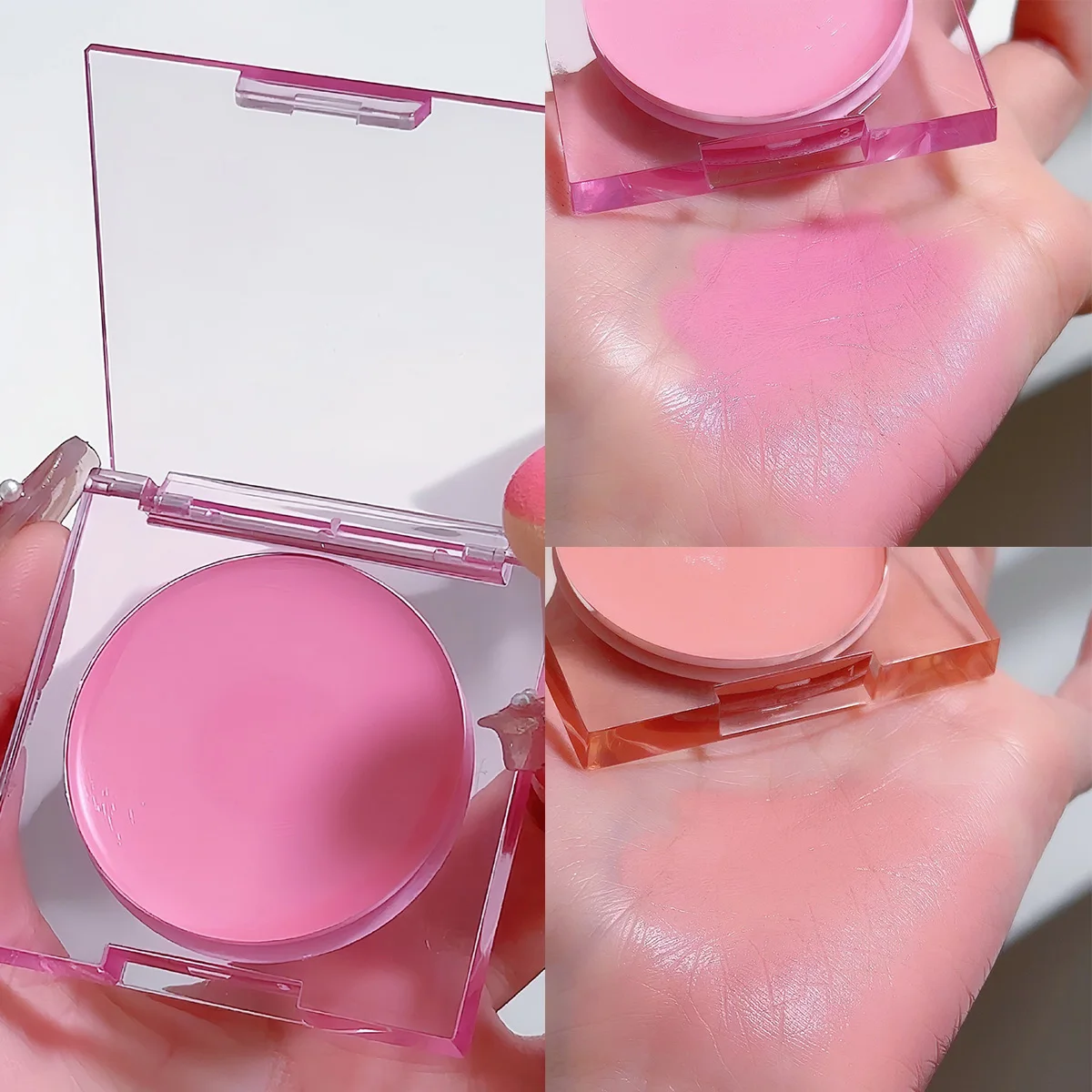 Blush brilhante do pó facial para a composição, 4 cores, cosméticos naturais