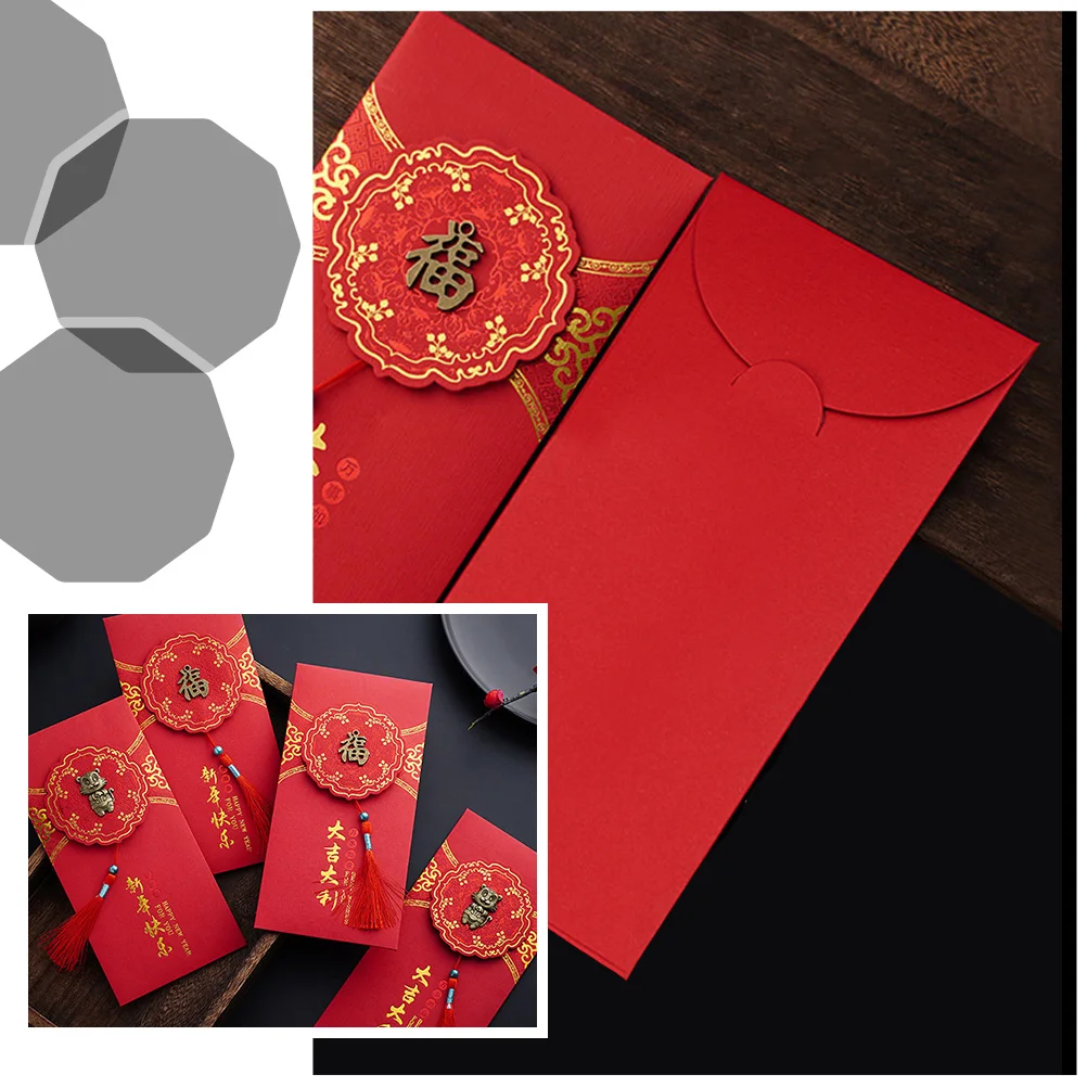 

8Pcs Chinese New Year Red Envelopes Light Weight Convenient Carry Fine Workmanship Special Paper Material Spring Festival Gift