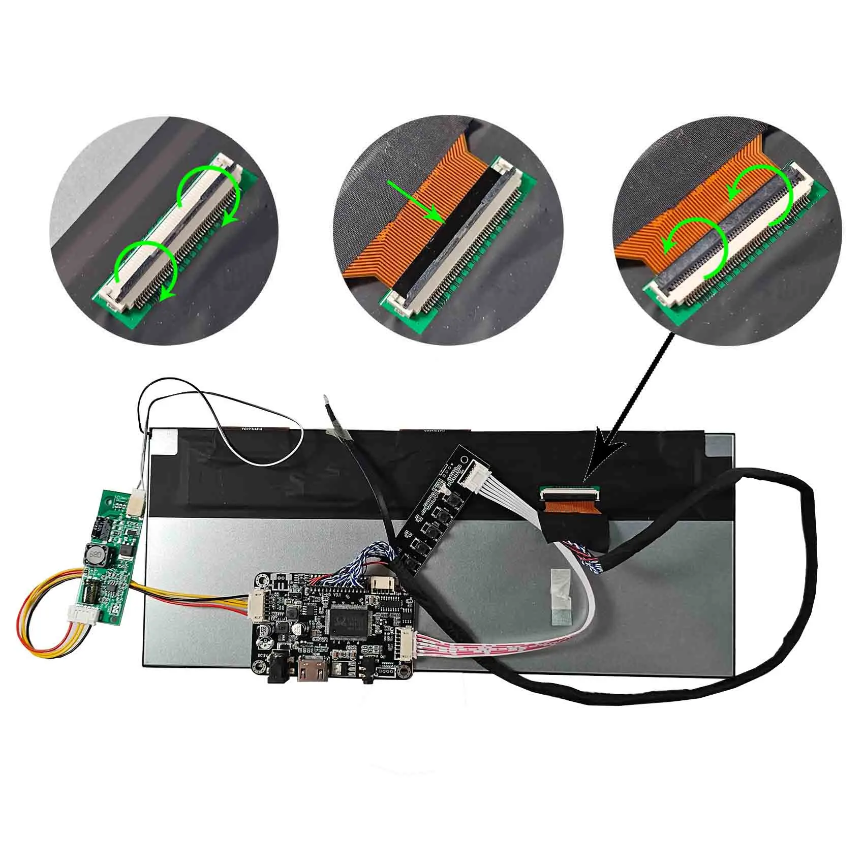 HD-mi-電子制御ボード,LCDディスプレイストリップ,超薄型スクリーン,12.3インチ,1920x720 ips,DIY