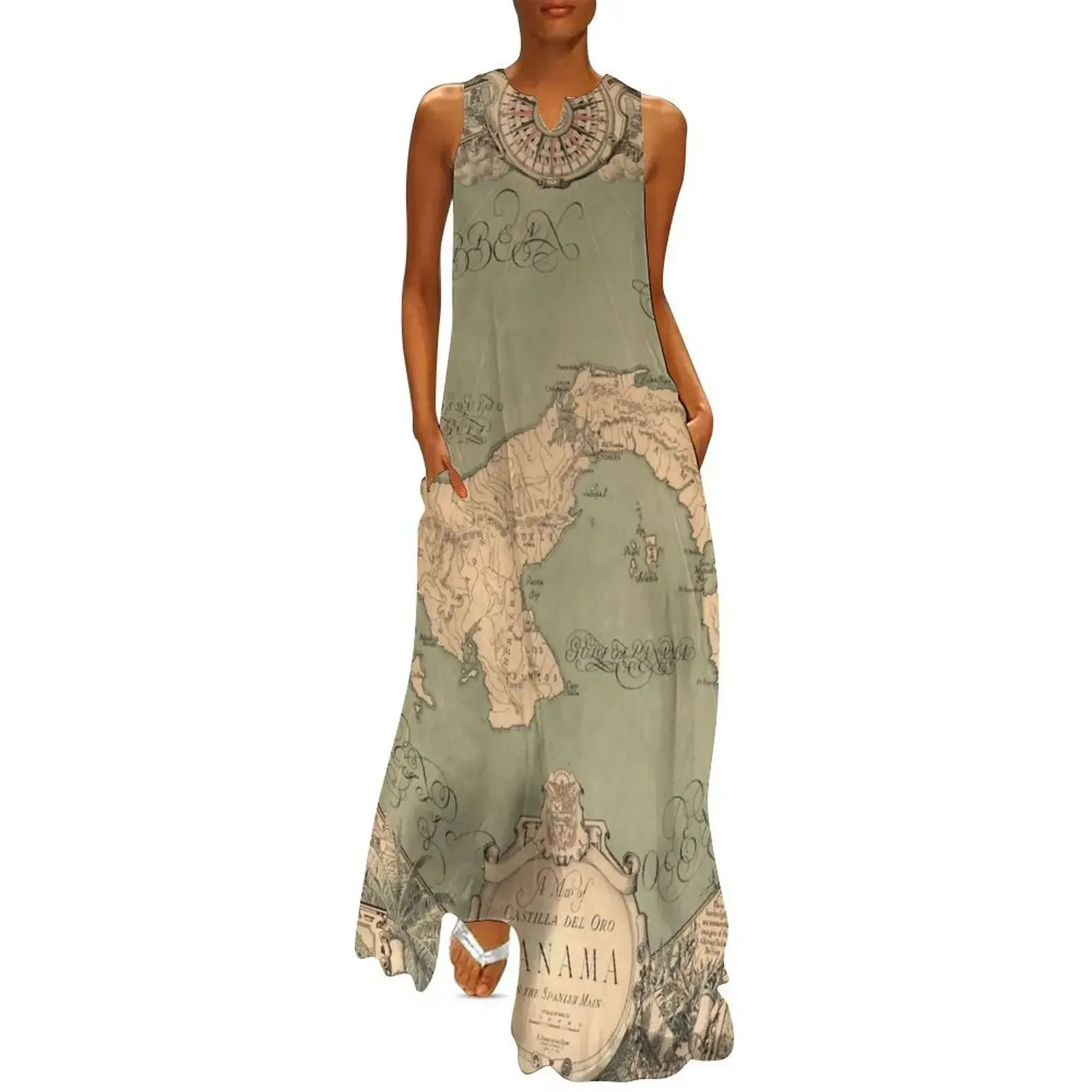 

1930 Vintage Map of Panama Long Dress Women dresses summer dresses for woman long dresses for women dress for women 2025 Dress