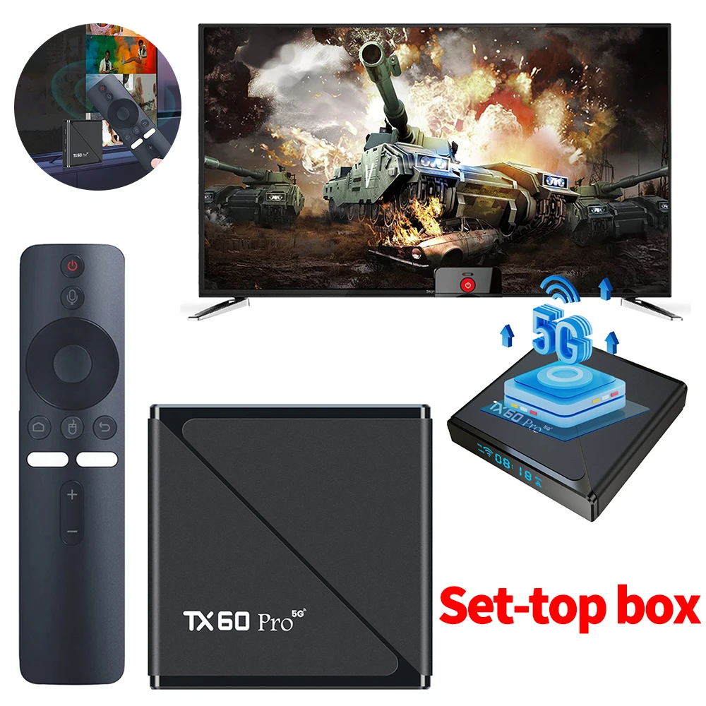 

ТВ-приставка Android 10 Smart TV Box 14K с поддержкой двухдиапазонного Wi-Fi 2.4G/5G, медиаплеер с пультом ДУ, Android Box