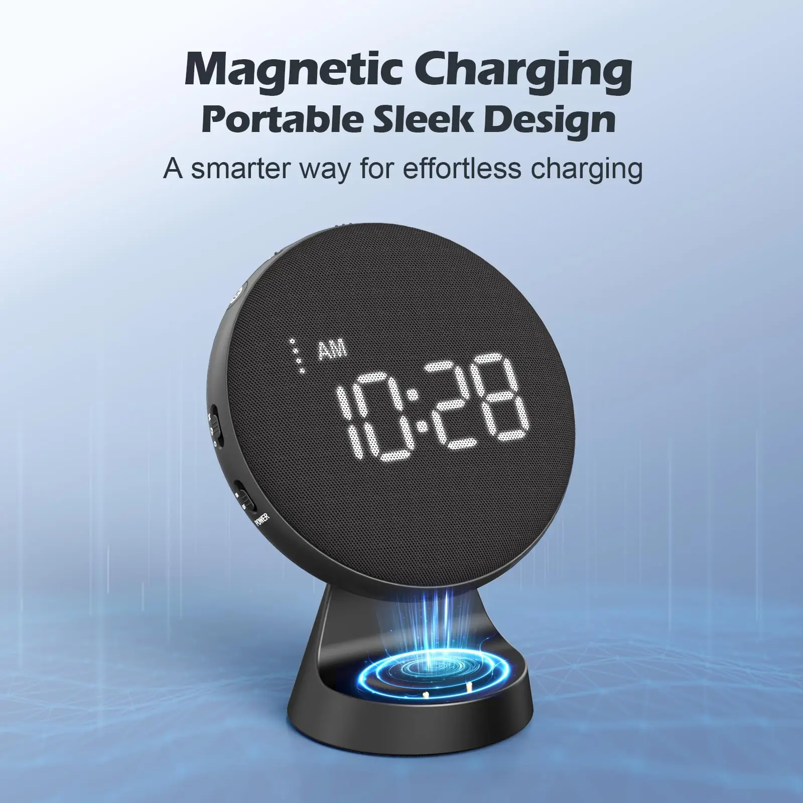 2-in-1 Unified Loud Bed Shaker & Vibrating Alarm Clock for Hearing Impaired/Heavy Sleepers/Teens,Wireless Charging,Portable