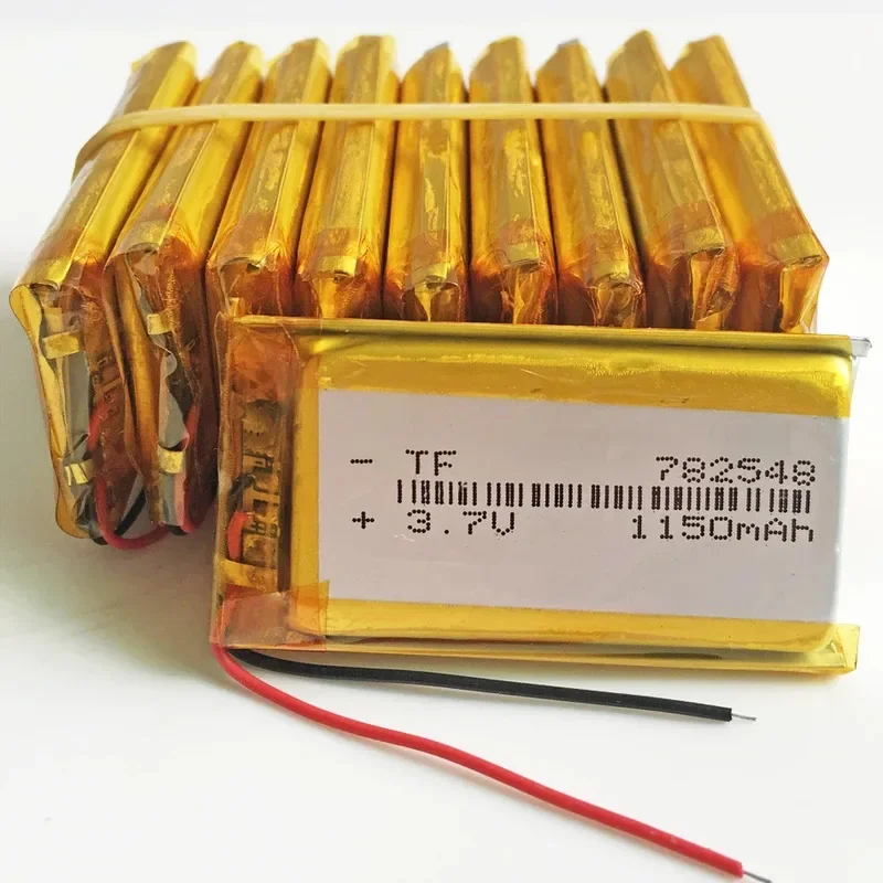 10 PCS 3.7V 1150mAh Lithium Polymer LiPo Rechargeable Battery 782548    Cells For DVD PAD Speaker Tablet pc Power bank 7.8*25*48