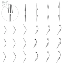 ZS 10Pcs/lot 16G Stainless Steel Curved Barbell Eyebrow Ring External Thread Eyebrow Stud Silver Color Daith Piercing Jewelry