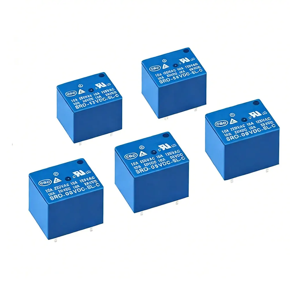 5Pcs SRD Series Relays SRD-03V/05V/06/09/12/24/48VDC-SL-C -A DC High-Quality 4/5 Pins 3V 5V 6V 9V 12V Relay Set for Electronics