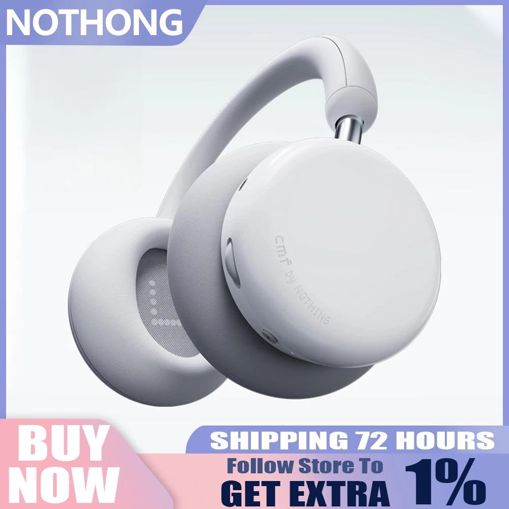 سماعات أذن بلوتوث مثبتة على الرأس CMF من NOTHONG مع خاصية تقليل الضوضاء النشطة وعمر بطارية طويل