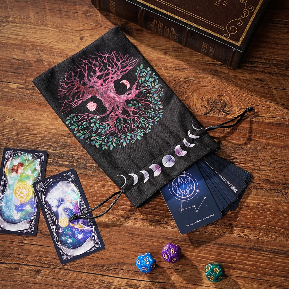 6 pcs Velvet Tarot Oracle Cards Storage Bag Tarot Pouch Rune Dice Crystal Jewelry Bag Multiple Use Pouch Witch Divination